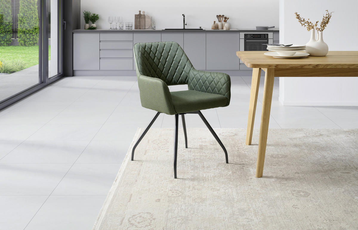 ARMLEHNSTUHL  in Eisen Leinenoptik  - Schwarz/Grün, KONVENTIONELL, Holz/Textil (57/85.5/60cm) - MID.YOU