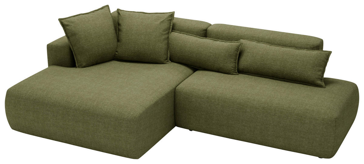 ECKSOFA Chenille Olivgrün  - Schwarz/Olivgrün, Design, Kunststoff/Textil (160/284cm) - Livetastic