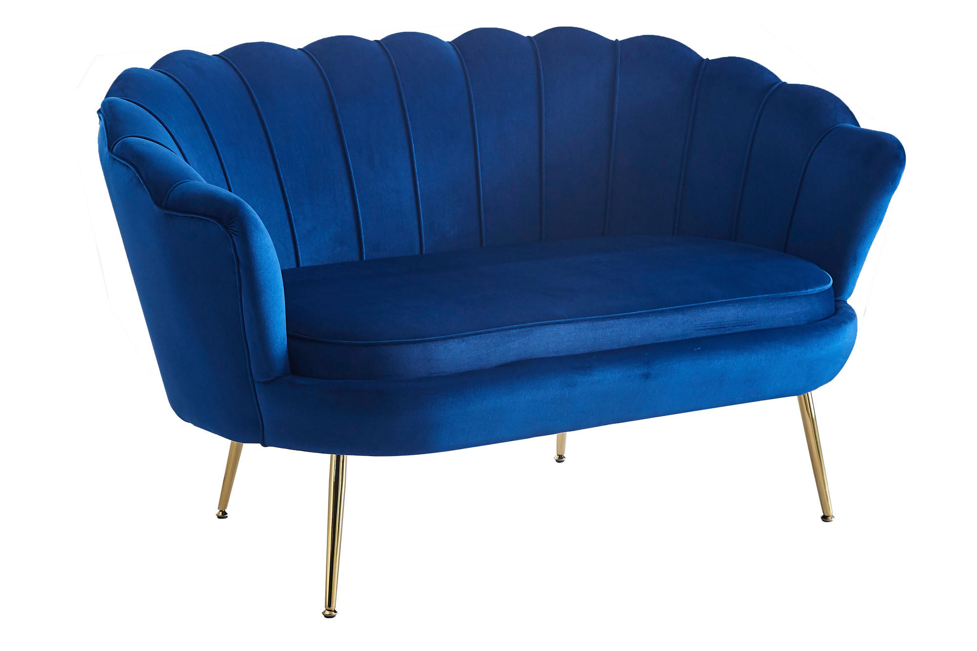 2-SITZER-SOFA in Samt Dunkelblau - Goldfarben/Dunkelblau, MODERN, Textil/Metall (136/78/77cm) - Livetastic