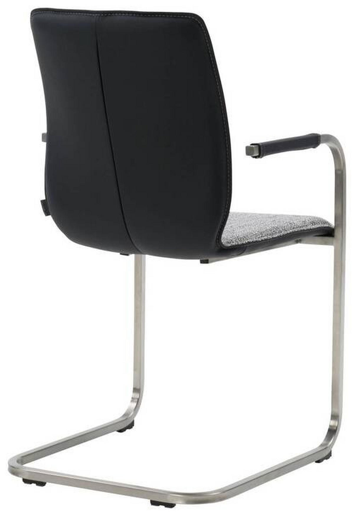 ARMLEHNSTUHL  in beflockt Echtleder pigmentiert  - Silberfarben/Schwarz, Design, Leder/Textil (52/92/61,5cm) - Bert Plantagie