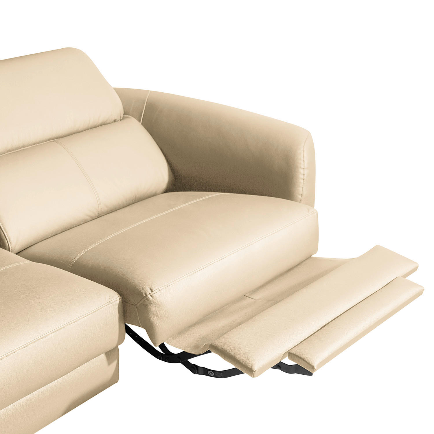 ECKSOFA Beige Echtleder Lederlook  - Beige/Schwarz, Design, Leder/Textil (183/261cm) - Livetastic