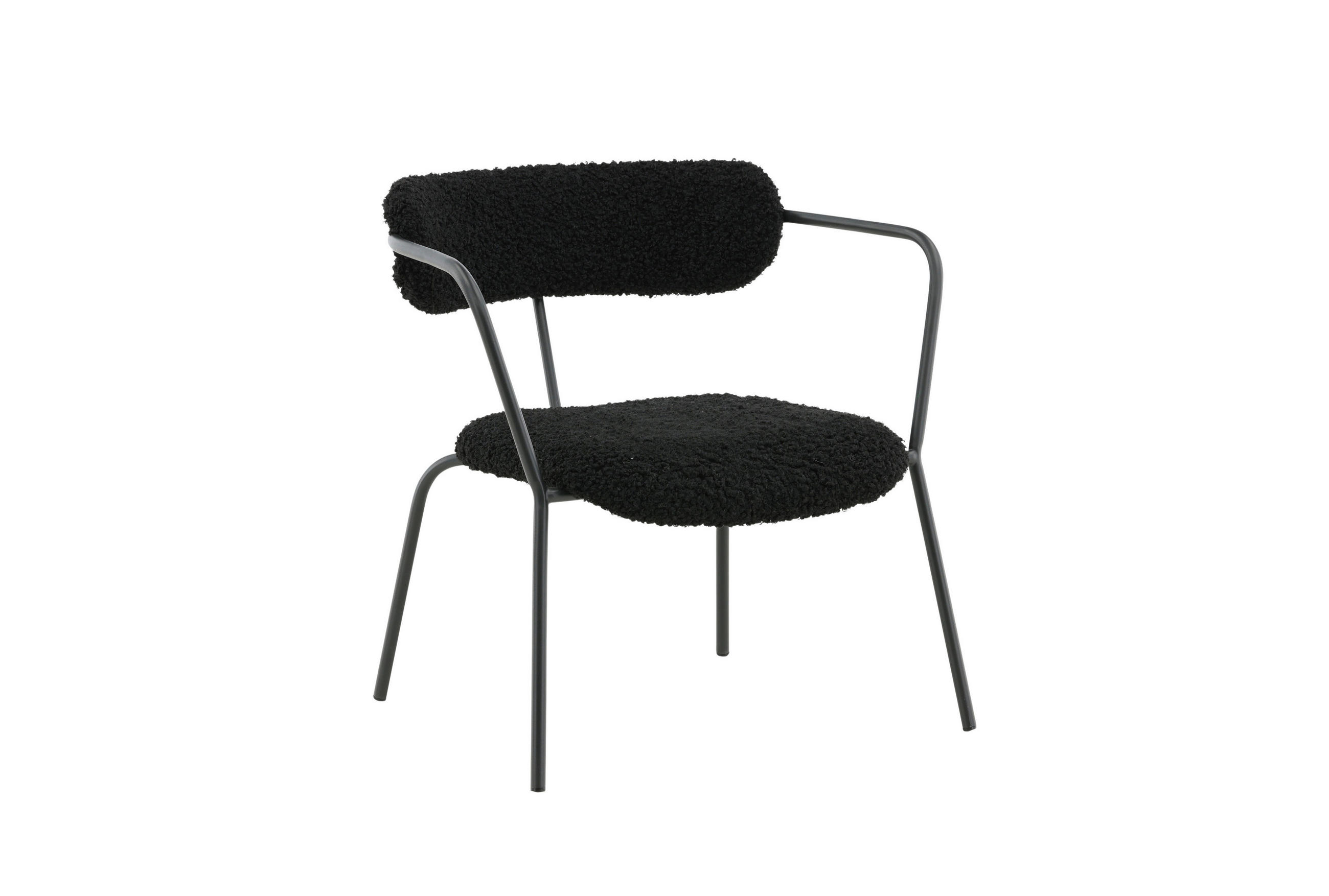 SESSEL in Teddystoff Schwarz  - Schwarz, Design, Textil/Metall (68/69/67cm) - Livetastic