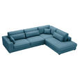 ECKSOFA Blau Cord  - Blau/Schwarz, KONVENTIONELL, Kunststoff/Textil (314/250cm) - Carryhome