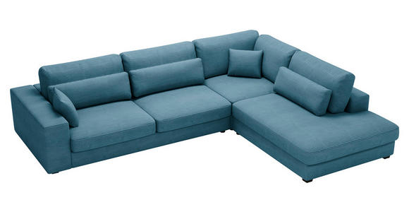 ECKSOFA Blau Cord  - Blau/Schwarz, KONVENTIONELL, Kunststoff/Textil (314/250cm) - Carryhome