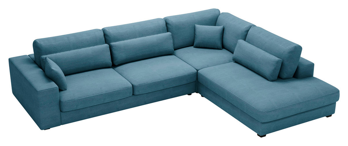 ECKSOFA in Cord Blau  - Blau/Schwarz, Konventionell, Kunststoff/Textil (314/250cm) - Carryhome