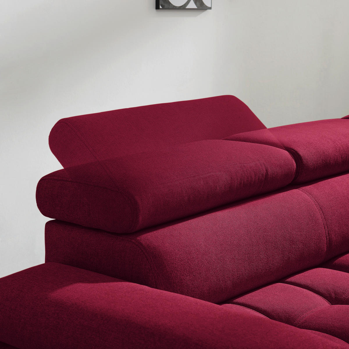 ECKSOFA in Webstoff Rot  - Rot/Schwarz, Design, Textil/Metall (263/223cm) - Welnova