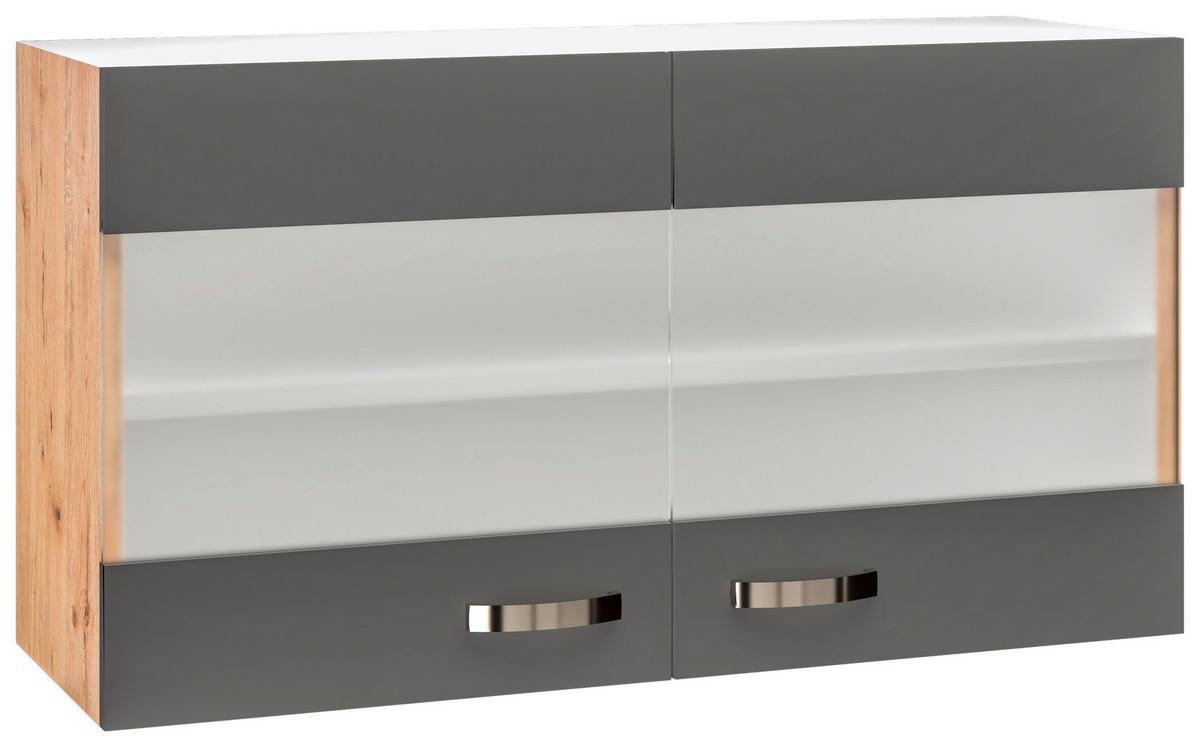 KÜCHENOBERSCHRANK 100/54,8/32 cm  in Eiche San Remo, Dunkelgrau  - Edelstahlfarben/Dunkelgrau, MODERN, Holzwerkstoff/Metall (100/54,8/32cm) - FlexWell