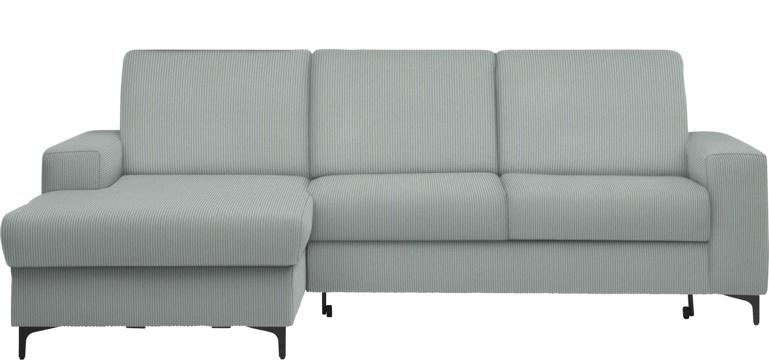 ECKSOFA Hellgrau Cord  - Hellgrau/Schwarz, KONVENTIONELL, Textil/Metall (167/247cm) - Stylife