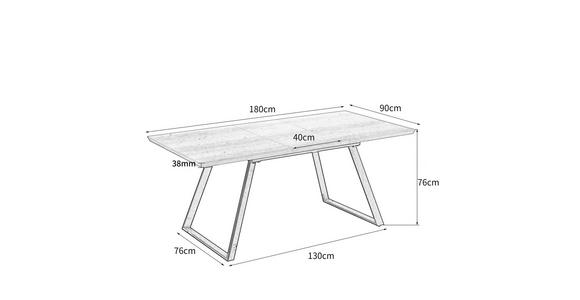 ESSTISCH Metall, Holzwerkstoff Schwarz, Eichefarben rechteckig  - Eichefarben/Schwarz, Design, Holzwerkstoff/Metall (140-180/76/90cm) - Carryhome