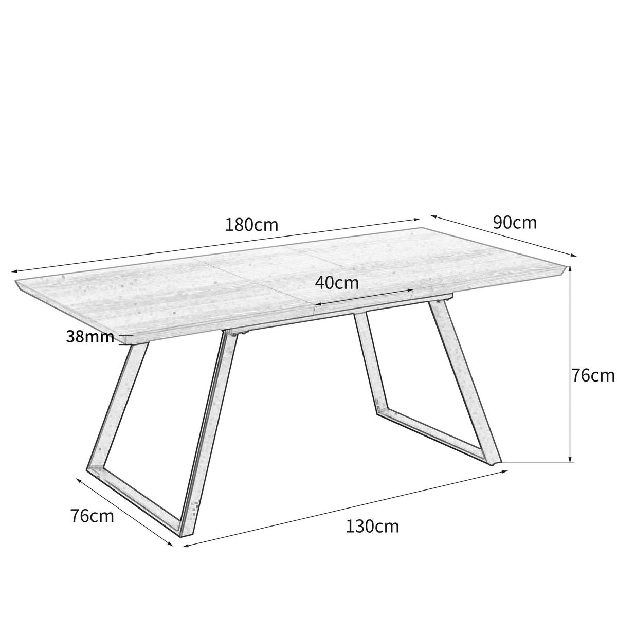 ESSTISCH Schwarz, Eichefarben rechteckig  ausziehbar  - Eichefarben/Schwarz, Design, Holzwerkstoff/Metall (140-180/90/76cm) - Carryhome