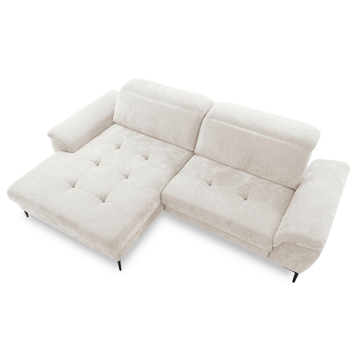 ECKSOFA  Webstoff Sandfarben  - Sandfarben/Schwarz, Design, Textil/Metall (195/268cm) - Livetastic