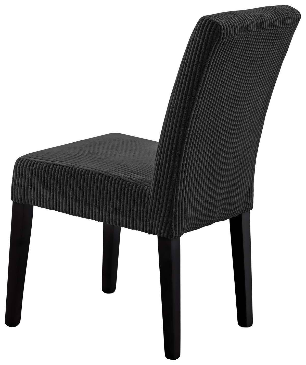 STUHL Cord Schwarz Buche massiv  - Schwarz, KONVENTIONELL, Holz/Textil (47,5/91,5/63cm) - home24