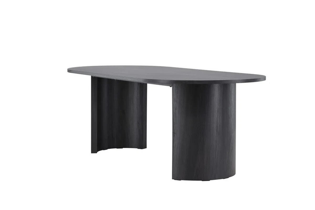 ESSTISCH 220/100/75 cm Echtholz  Holz oval Schwarz  - Schwarz, MODERN, Holz (220/100/75cm) - Livetastic