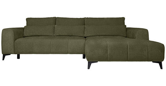 ECKSOFA  in Chenille Olivgrün  279/222 cm  - Schwarz/Olivgrün, KONVENTIONELL, Kunststoff/Textil (279/222cm) - Hom`in