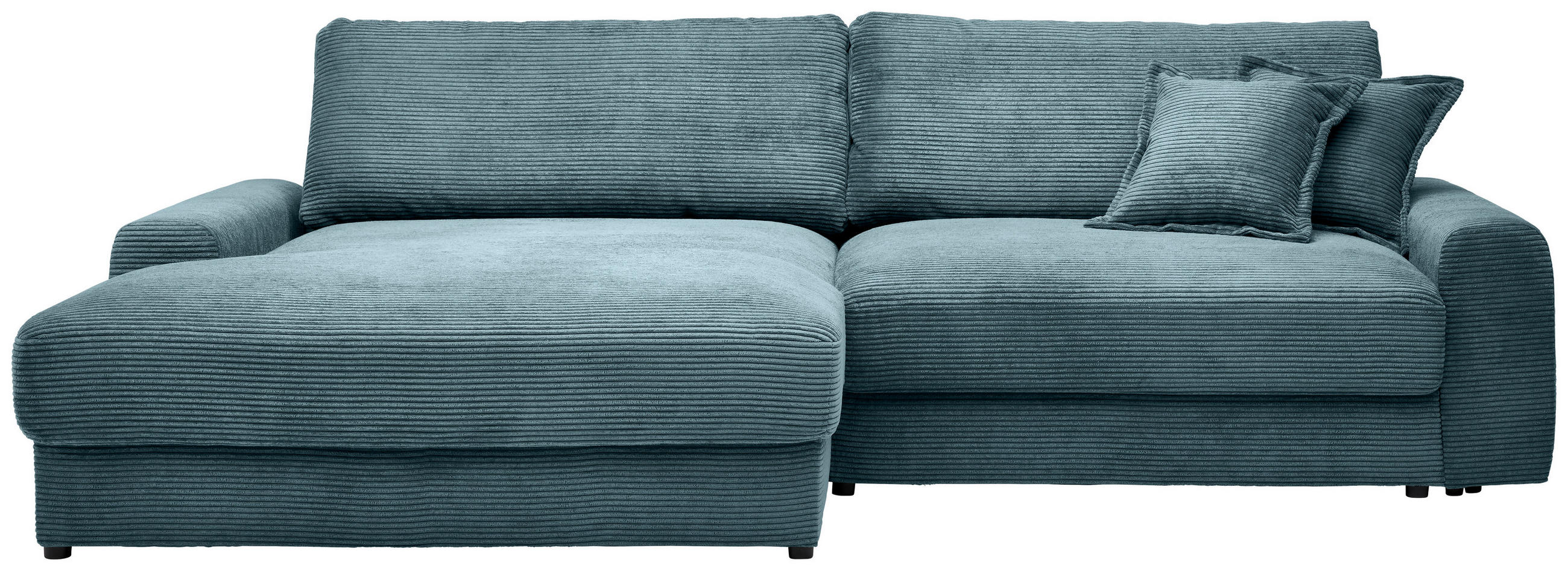 ECKSOFA in Cord Graublau  - Graublau/Schwarz, Modern, Kunststoff/Textil (180/300cm) - Carryhome