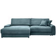 ECKSOFA in Cord Graublau  - Graublau/Schwarz, MODERN, Kunststoff/Textil (180/300cm) - Carryhome