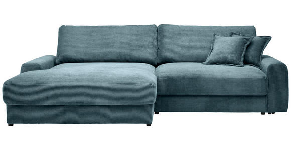 ECKSOFA in Cord Graublau  - Graublau/Schwarz, MODERN, Kunststoff/Textil (180/300cm) - Carryhome