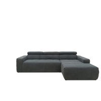 ECKSOFA Dunkelgrau Mikrofaser  - Dunkelgrau/Schwarz, Design, Kunststoff/Textil (285/175cm) - MID.YOU