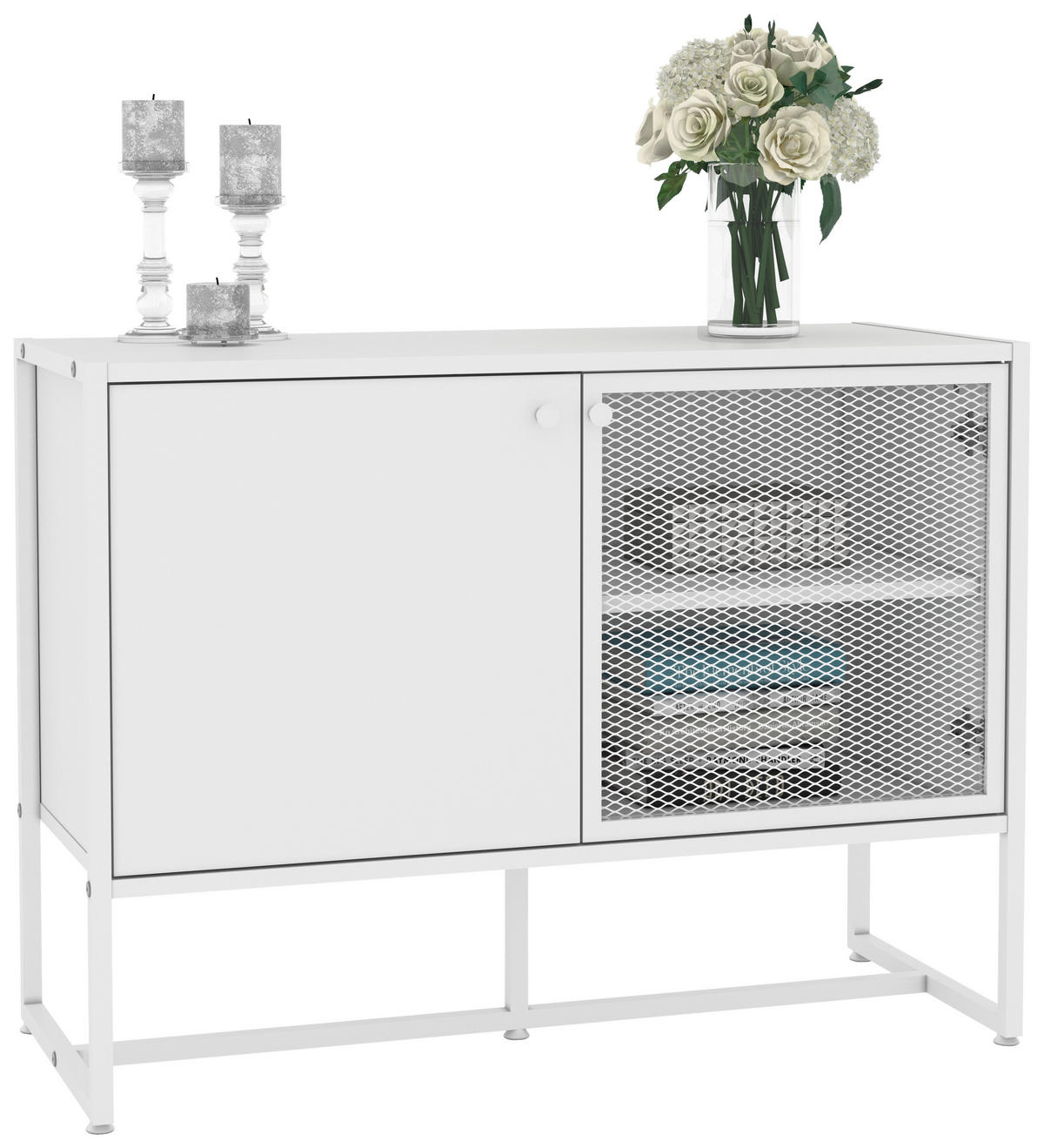 ŠIROKÁ KOMODA, bílá, 100/75/41 cm - bílá/černá, Moderní, kov/kompozitní dřevo (100/75/41cm) - P & B