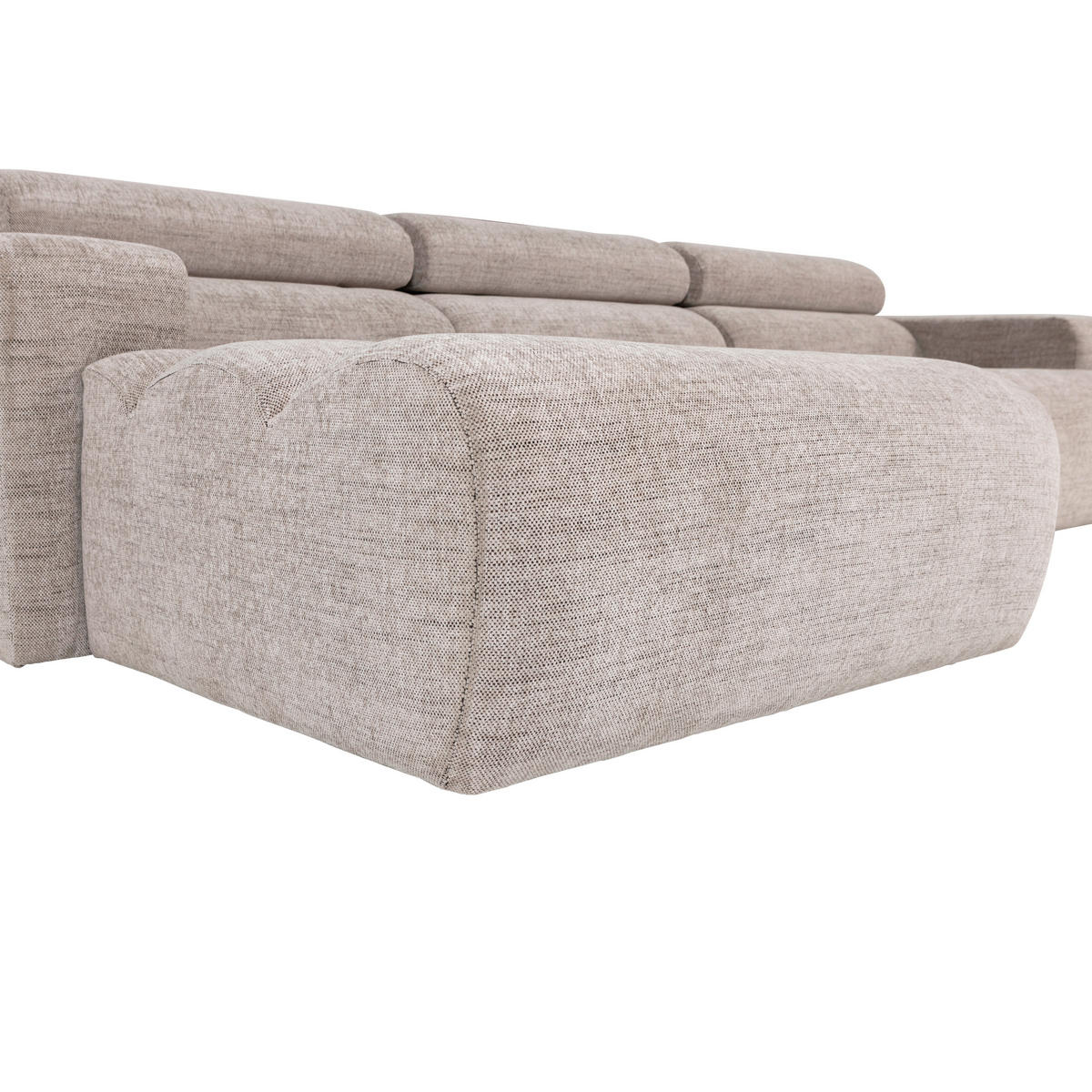 ECKSOFA Novi Naturfarben Webstoff  - Schwarz/Naturfarben, Design, Kunststoff/Textil (173/300cm) - Livetastic
