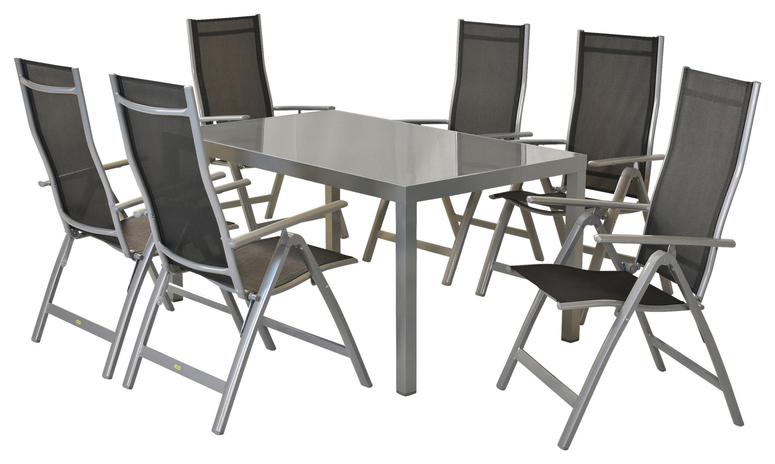 GARTENSET 7-teilig  - Silberfarben/Schwarz, MODERN, Textil/Metall - Gardenson