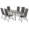 GARTENSET 7-teilig Aluminium 7-teilig  - Silberfarben/Schwarz, MODERN, Textil/Metall - Gardenson