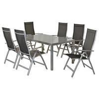 GARTENSET 7-teilig Aluminium 7-teilig  - Silberfarben/Schwarz, MODERN, Textil/Metall - Gardenson