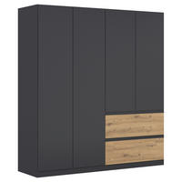 DREHTÜRENSCHRANK in Grau, Eiche Artisan  - Eiche Artisan/Grau, Modern, Holzwerkstoff (181/197/54cm) - Rauch Möbel