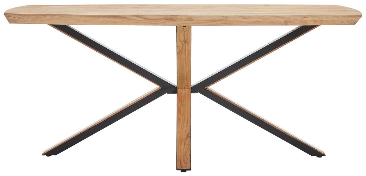ESSTISCH Akazie vollmassiv rechteckig Akaziefarben, Schwarz  - Schwarz/Akaziefarben, Natur, Holz/Metall (180/100/76cm) - Livetastic