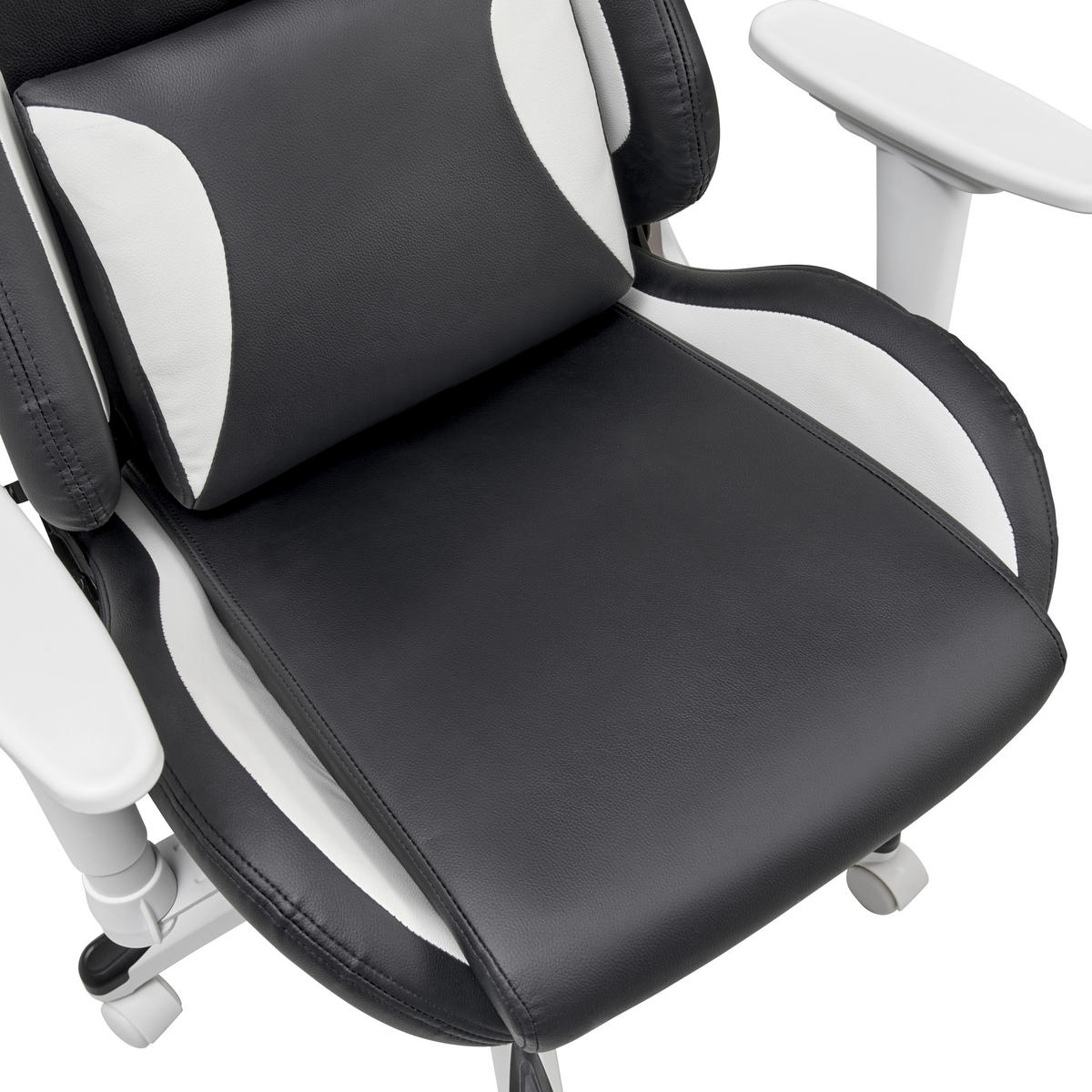 GAMINGSTUHL  in Lederlook Schwarz, Weiss  - Weiss/Schwarz, Modern, Kunststoff/Textil (66/126-134/59cm) - Livetastic