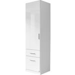 DREHTÜRENSCHRANK 47/197/54 cm 1-türig  - Weiß Hochglanz/Alufarben, KONVENTIONELL, Holzwerkstoff/Kunststoff (47/197/54cm) - Carryhome