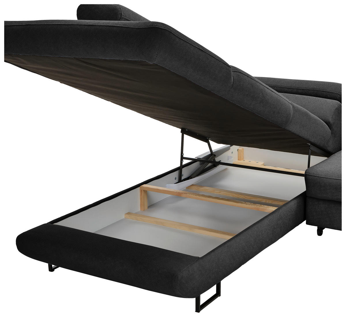 Freisteller von Hom`in ECKSOFA Schwarz Webstoff.