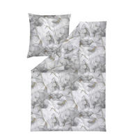 BETTWÄSCHESET Atelier Makosatin 160/210 cm  65 cm/100 cm  - Silberfarben, Basics, Textil (160/210cm) - Estella