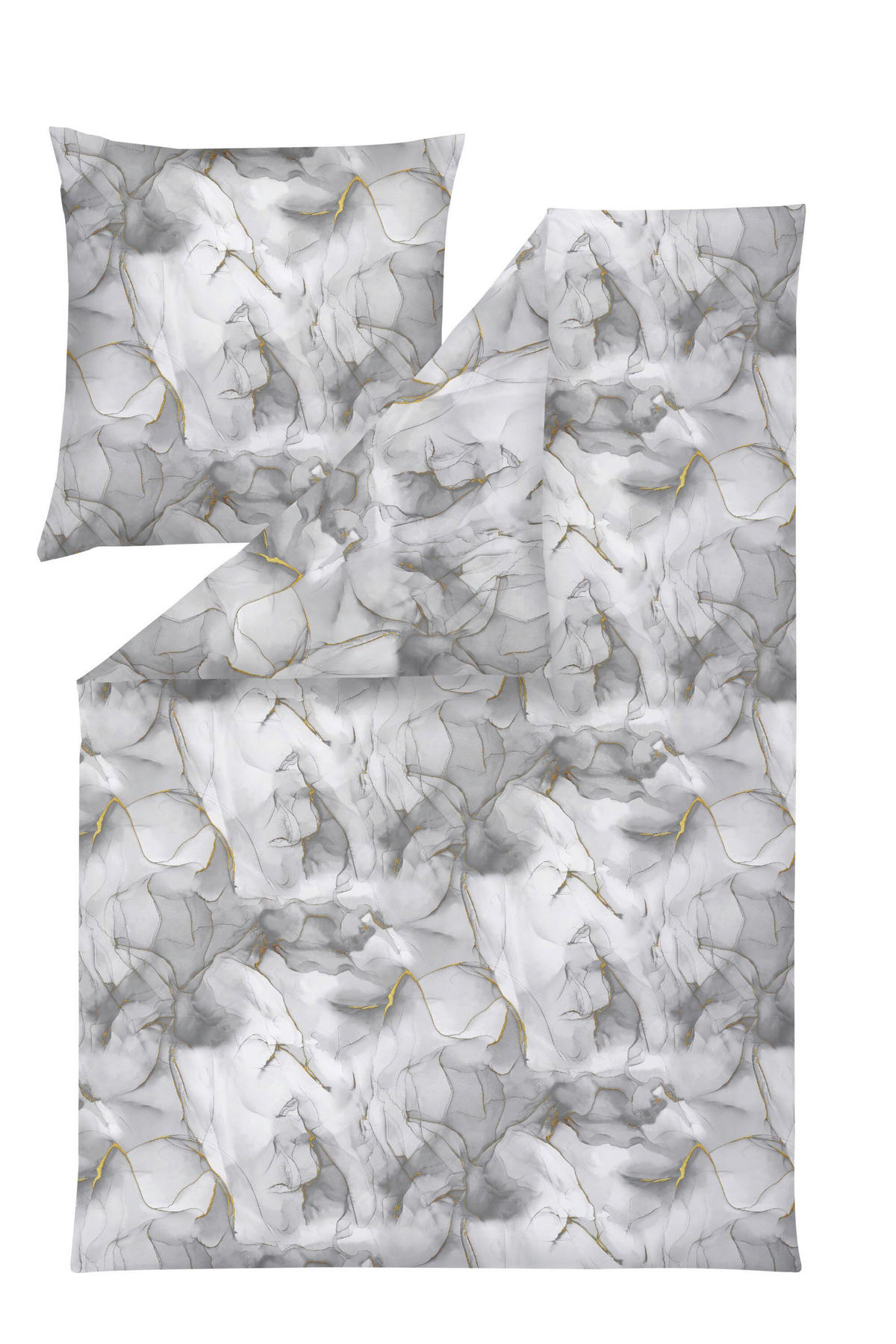 BETTWÄSCHESET Atelier Makosatin 160/210 cm  65 cm/100 cm  - Silberfarben, Basics, Textil (160/210cm) - Estella