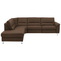 ECKSOFA  in Echtleder Graubraun  249/290 cm  - Graubraun/Alufarben, Basics, Leder/Metall (249/290cm) - Beldomo Premium