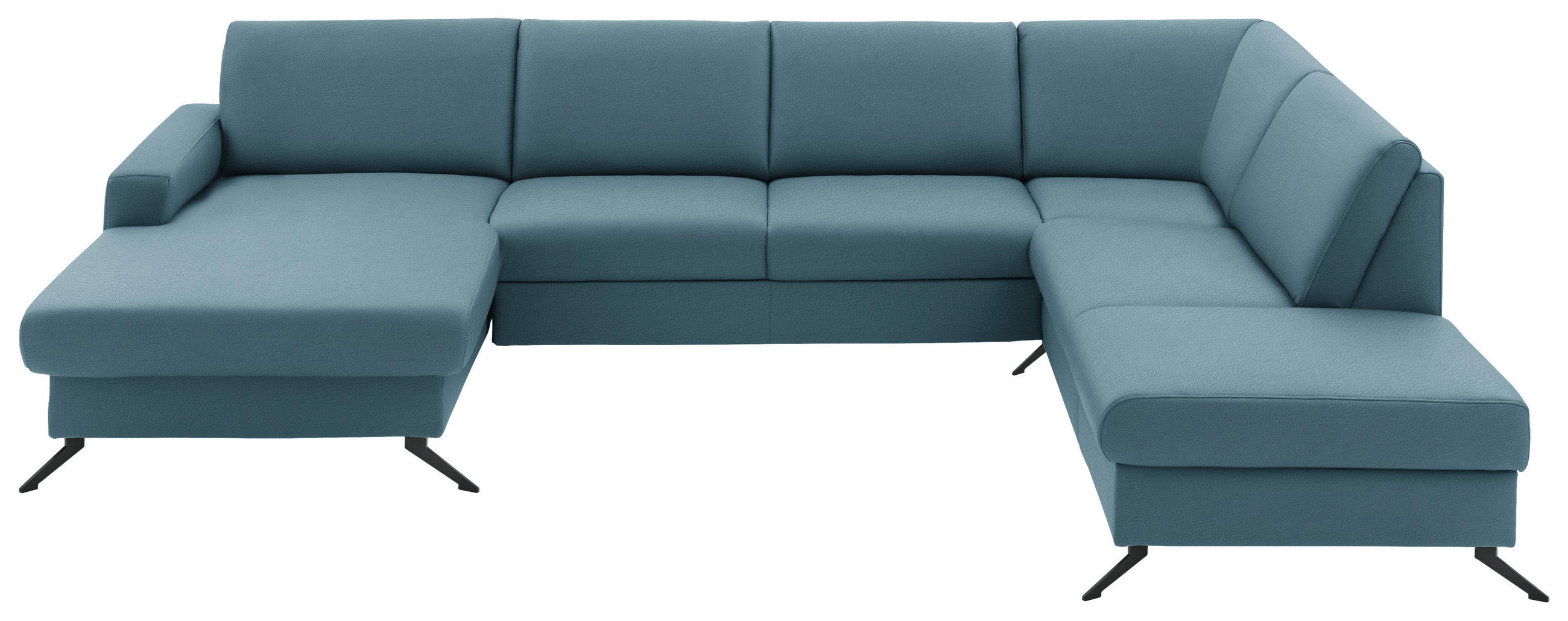 WOHNLANDSCHAFT in Echtleder Blau  - Blau/Schwarz, Design, Leder/Metall (165/339/233cm) - Beldomo Premium