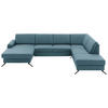 WOHNLANDSCHAFT in Echtleder Blau  - Blau/Schwarz, Design, Leder/Metall (165/339/233cm) - Beldomo Premium