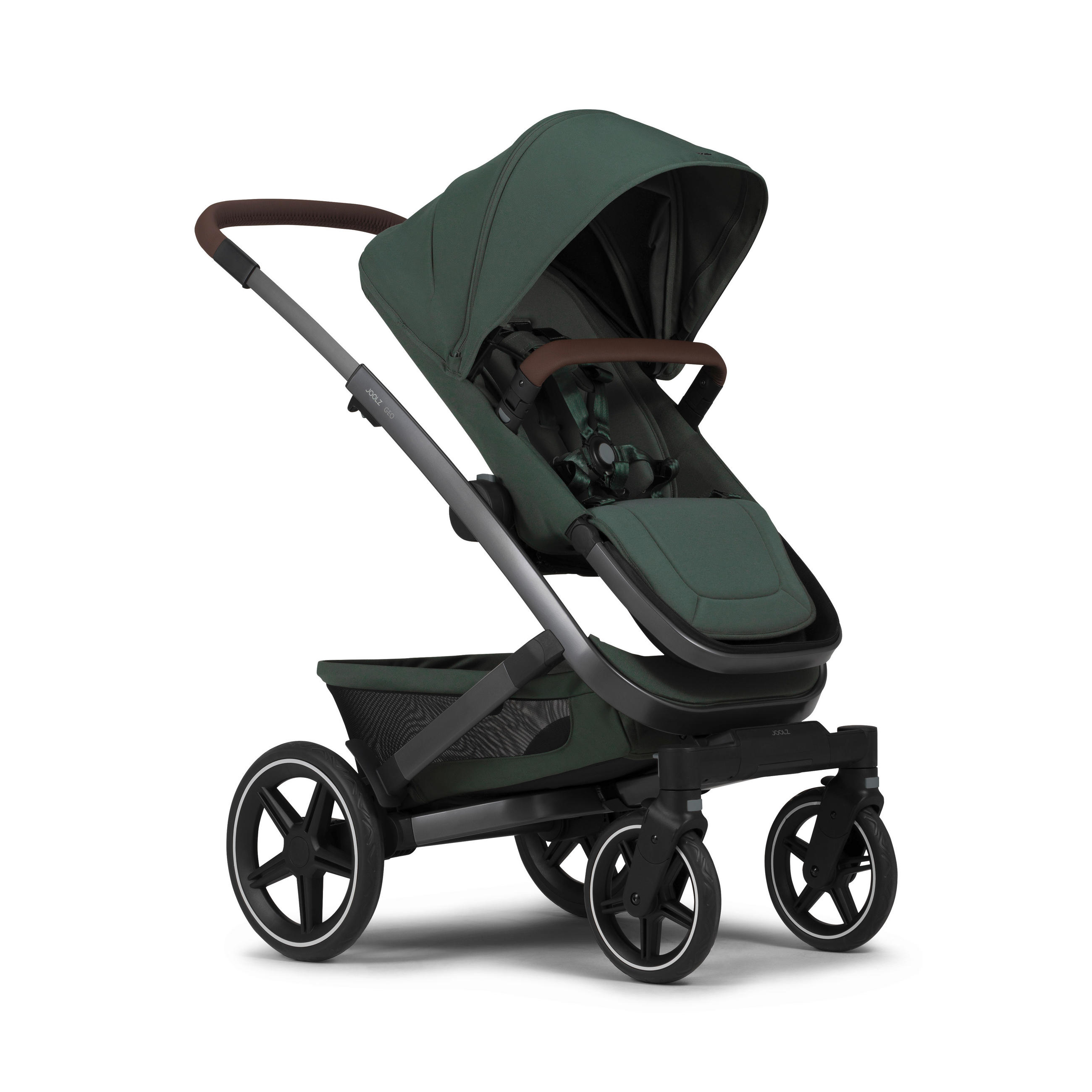 KINDERWAGENSET  Geo3 Mono  Forest Green  - Dunkelgrün/Grau, Basics, Textil/Metall (60/92-113/77-105cm) - Joolz