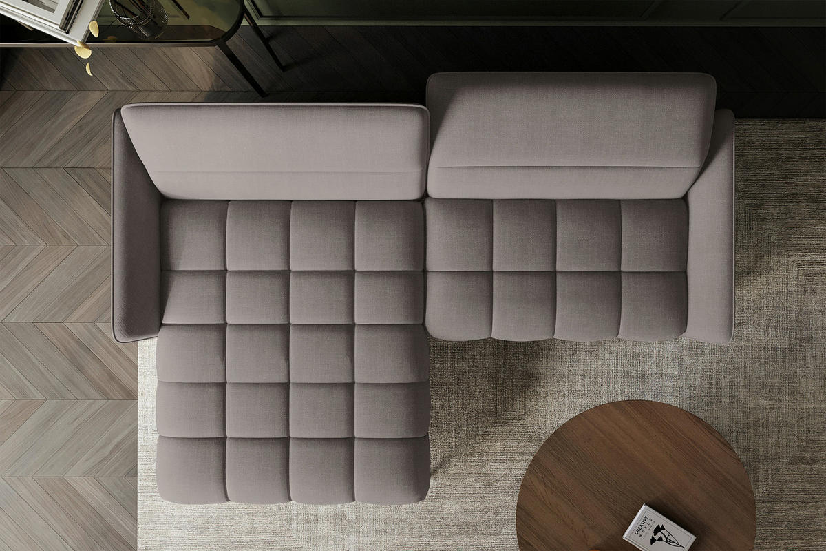 ECKSOFA Taupe Flachgewebe Rücken echt, Kopfteilverstellung, Sitztiefenverstellung  - Taupe/Schwarz, KONVENTIONELL, Textil/Metall (175/272cm) - Carryhome