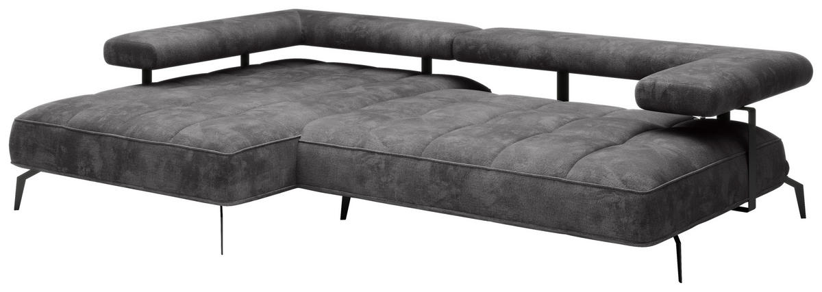 ECKSOFA in Webstoff Dunkelgrau  - Dunkelgrau/Schwarz, Design, Textil/Metall (180/266cm) - Welnova
