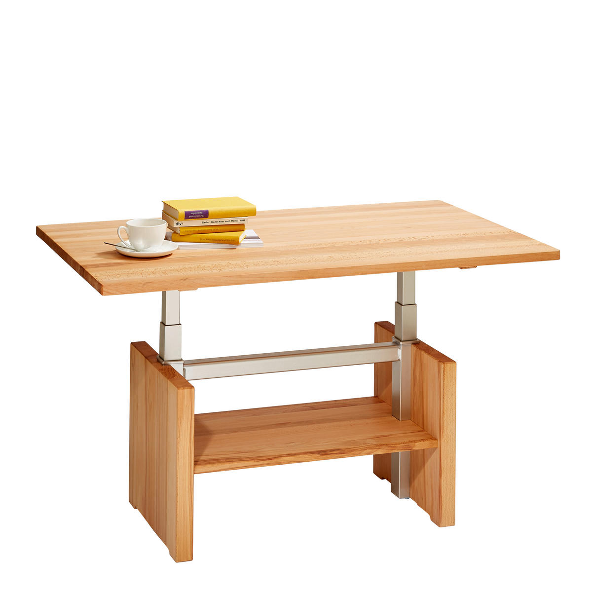 KONFERENČNÝ STOLÍK, farba buka, drevo, kov, 110/65/55-69 cm - farba buka, Konventionell, kov/drevo (110/65/55-69cm) - Linea Natura