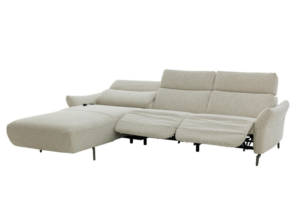 ECKSOFA Musterring Naturfarben Webstoff  - Schwarz/Naturfarben, Design, Textil/Metall (177/275cm) - Musterring
