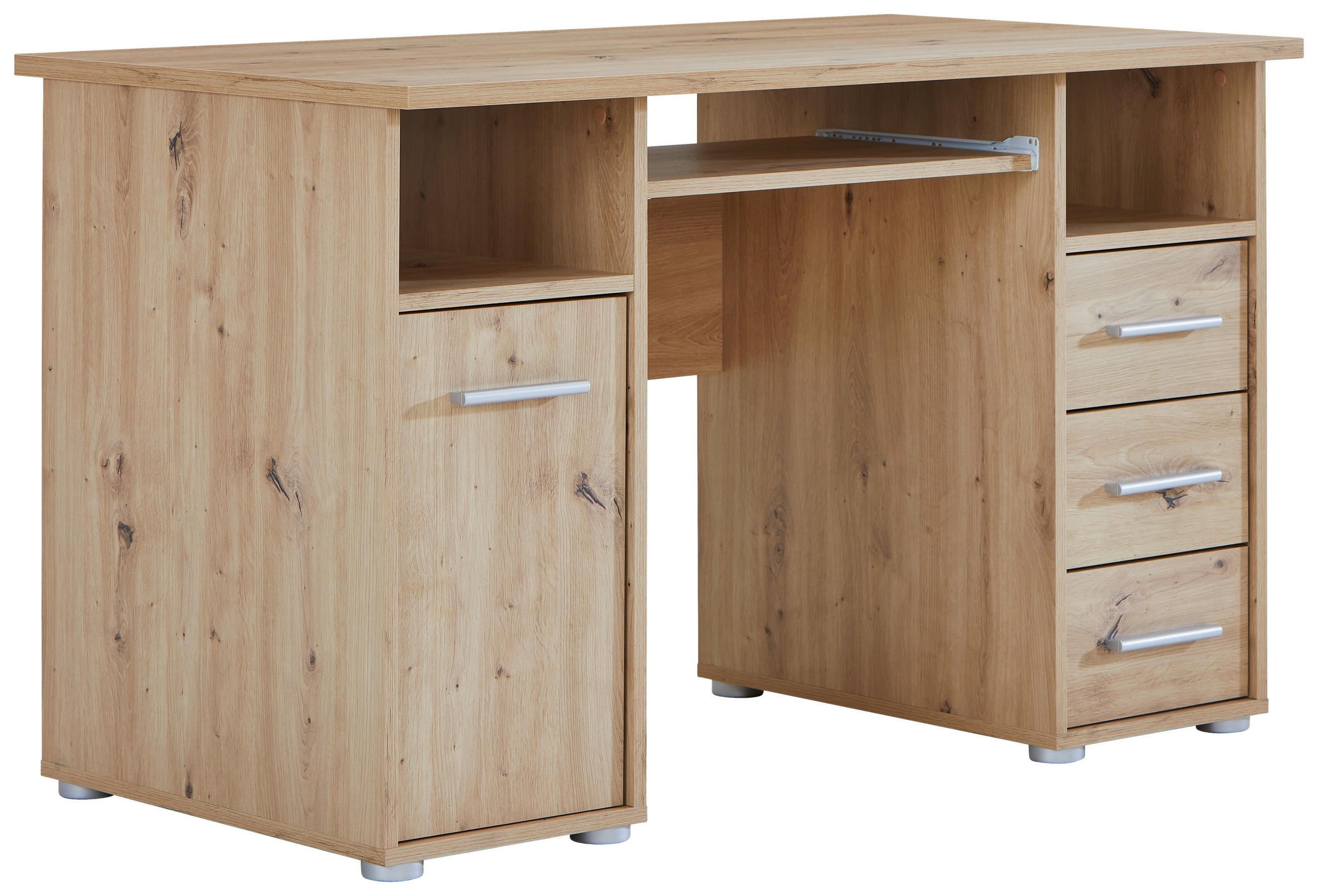 PISALNA MIZA les hrast artisan  - srebrne barve/hrast artisan, Basics, umetna masa/les (120/67/75cm) - Carryhome