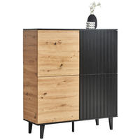 HIGHBOARD  in 106,5/126/40 cm  - Schwarz/Eiche Artisan, Design, Holzwerkstoff/Metall (106,5/126/40cm) - Xora