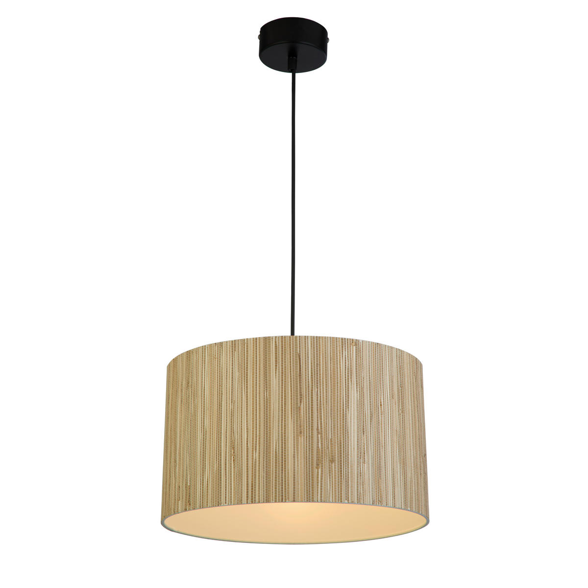 PENDELLEUCHTE Meadow 21/35/120 cm  - Hellbraun/Schwarz, Natur, Naturmaterialien/Metall (21/35/120cm) - Searchlight