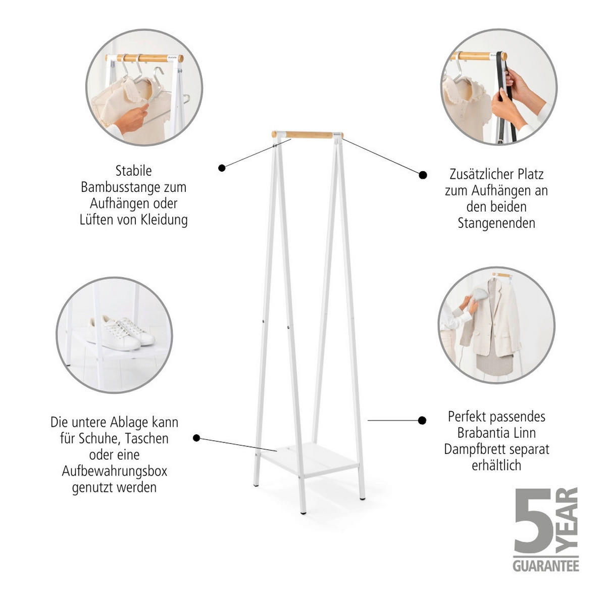 TURMWÄSCHETROCKNER Linn  - Weiss, Basics, Metall (47,6/170/125.6cm) - Brabantia