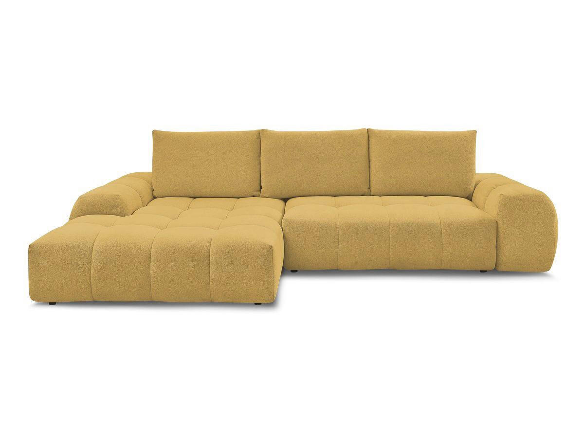 ECKSCHLAFSOFA EVEREST  mit Rücken echt, Armteil links, Armteil rechts Flachgewebe Gelb  - Gelb/Schwarz, MODERN, Kunststoff/Textil (180/318cm) - Livetastic