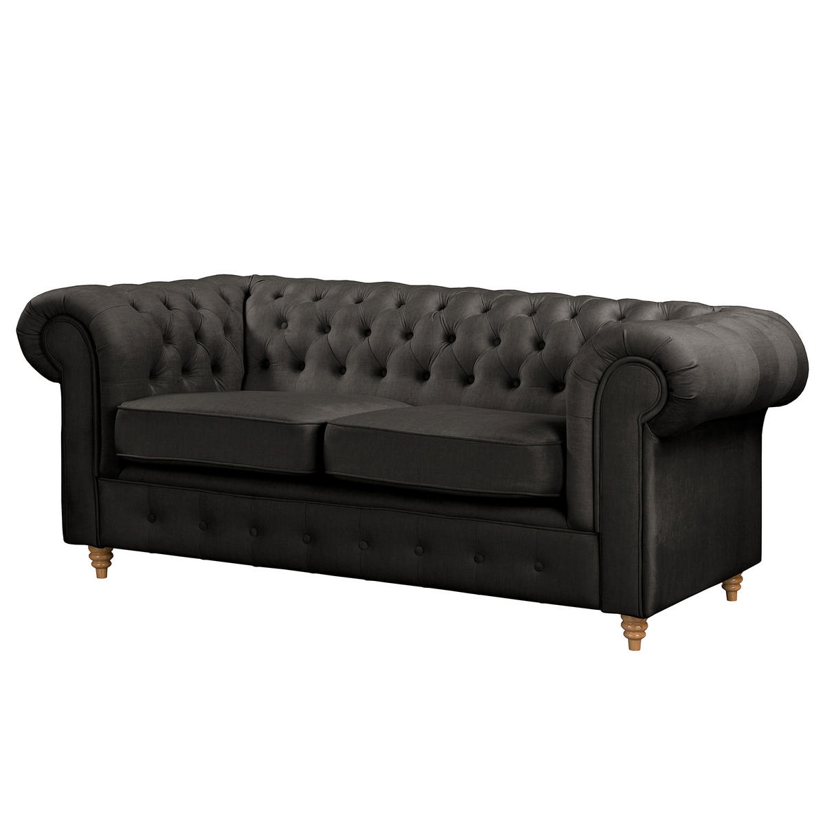 2-SITZER-SOFA Laura in Mikrofaser Anthrazit  - Anthrazit/Braun, Design, Holz/Textil (190/75/91cm) - P & B