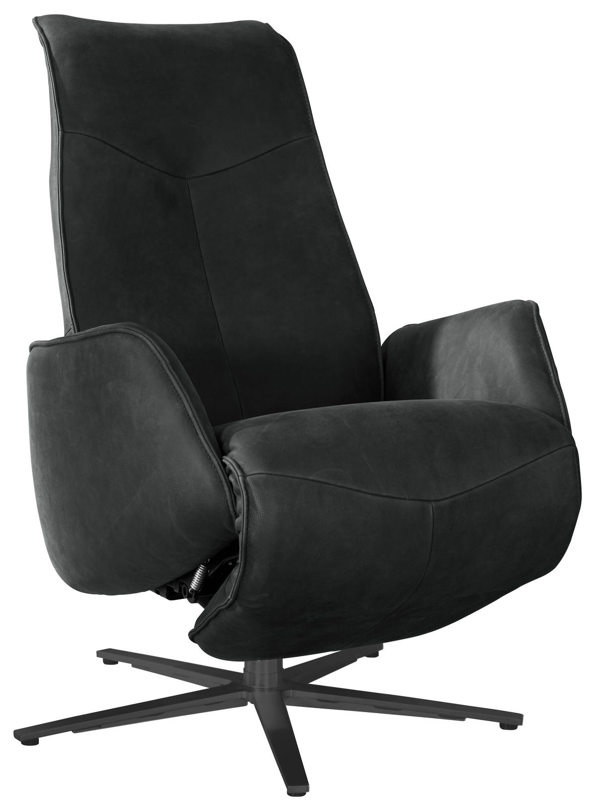 RELAXSESSEL in Leder Dunkelgrau  - Dunkelgrau/Anthrazit, Design, Leder/Metall (71/114/84cm) - Johann Jakob