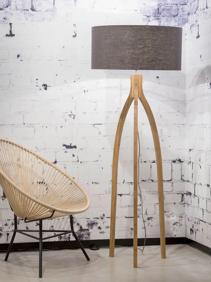 STEHLEUCHTE 60/160 cm    - Dunkelgrau/Naturfarben, Trend, Holz/Textil (60/160cm) - Good & Mojo